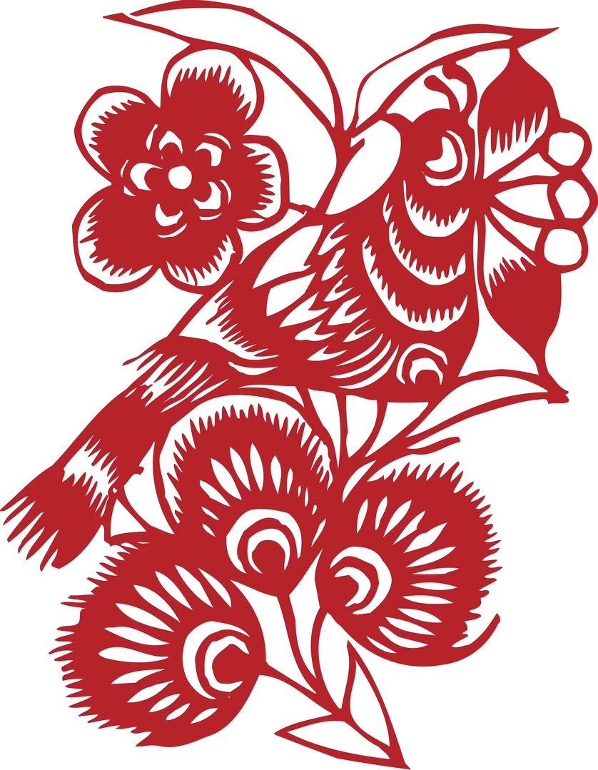 中国风传统民俗吉祥喜庆镂空剪纸窗花图案插画AI矢量PNG设计素材【124】